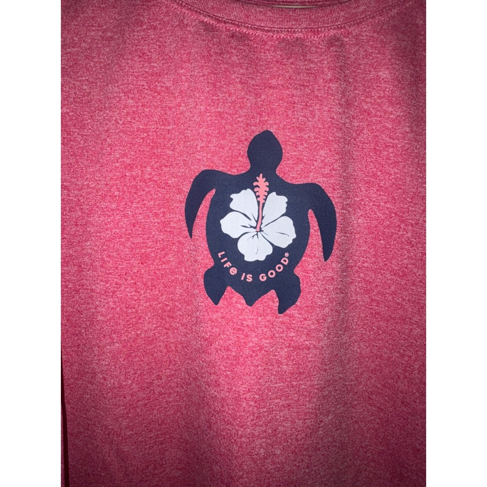 Life is Good Womens Active Tank Top XS Pink Heather Sea Turtle Hibiscus Graphic - Picture 2 of 4